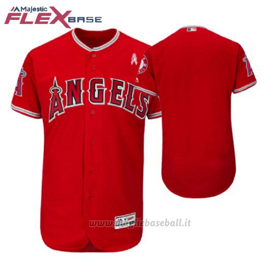 Maglia Baseball Uomo Los Angeles Angels Scarlet 2018 Dia de la Madre Flex Base